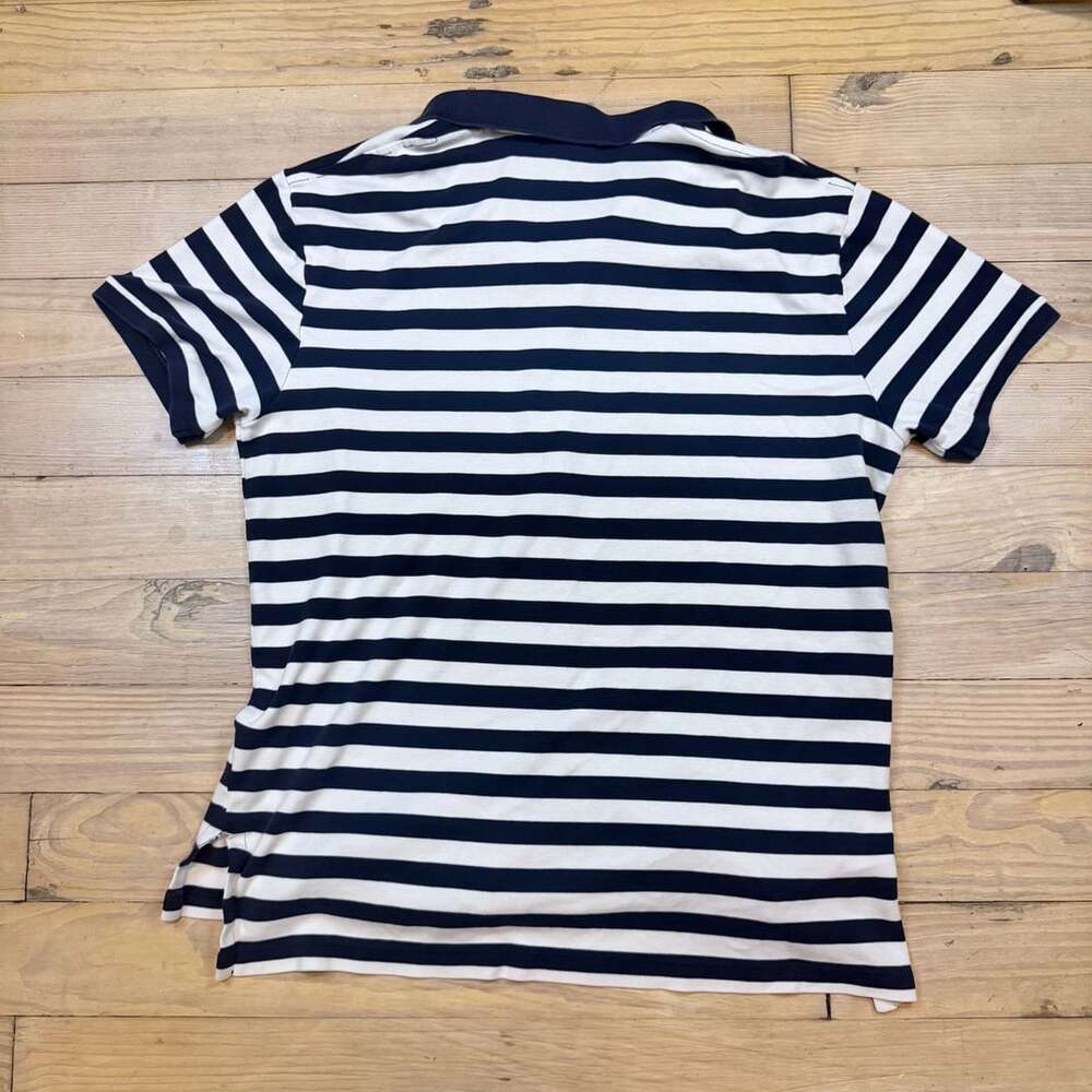 Polo Ralph Lauren Polo Shirt Size XL White Navy Striped - Picture 6 of 7